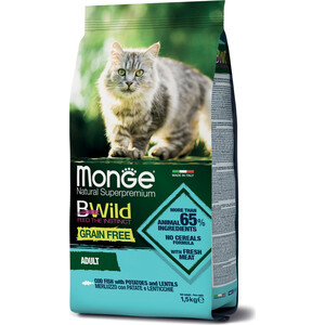 Сухой корм Monge Cat BWild GRAIN FREE беззерновой из трески для взрослых кошек 1,5 кг - фото 2