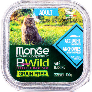 Консервы Monge Cat BWild GRAIN FREE беззерновые из анчоусов с овощами для взрослых кошек 100 г - фото 2