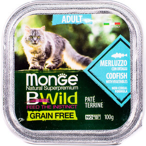 Консервы Monge Cat BWild GRAIN FREE беззерновые из трески с овощами для взрослых кошек 100 г - фото 2