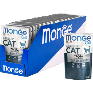 Паучи Monge Cat Grill Pouch для стерилизованных кошек итальянская форель 85 г - фото 2