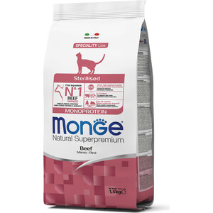 Сухой корм Monge Cat Monoprotein Sterilised Beef для стерилизованных кошек с говядиной 1,5 кг - фото 2