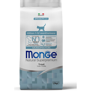 Сухой корм Monge Cat Monoprotein для котят с форелью 1,5 кг - фото 1