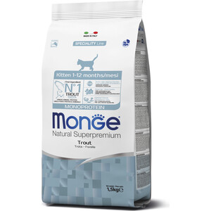 Сухой корм Monge Cat Monoprotein для котят с форелью 1,5 кг - фото 2