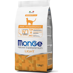 Сухой корм Monge Cat Speciality Light низкокалорийный для кошек с индейкой 1,5 кг - фото 2