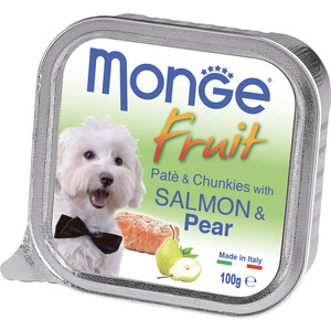 фото Консервы monge dog fruit для собак лосось с грушей 100 г