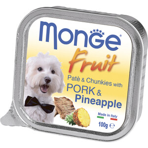 фото Консервы monge dog fruit для собак свинина с ананасом 100 г