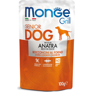 фото Паучи monge dog grill senior pouch для пожилых собак утка 100 г