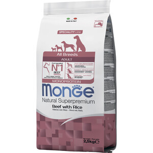 Сухой корм Monge Dog Monoprotein All Breeds Beef and Rice для собак всех пород говядина с рисом 2,5 кг - фото 2