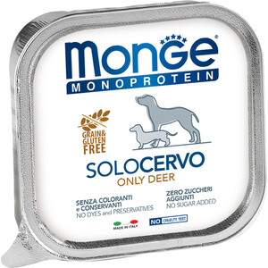 фото Консервы monge dog monoprotein solo для собак паштет из оленины 150 г