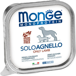 фото Консервы monge dog monoprotein solo для собак паштет из ягненка 150 г