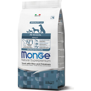 Сухой корм Monge Dog Monoprotein для собак всех пород форель с рисом и картофелем 2,5 кг - фото 2