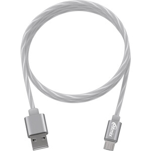 Дата-кабель USB-microUSB Ritmix RCC-312 White силиконовая оплетка, металлические коннекторы, 1м, 2А, зарядка и синхронизация
