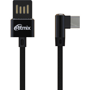

Дата-кабель USB-USB Type-C Ritmix RCC-438 Black Для зарядки и синхронизации, 1 м, Тканевая оплетка , ''2A'', Угловые коннекторы - 90 градусов, RCC-438 Black Для зарядки и синхронизации, 1 м, Тканевая оплетка , "2A", Угловые коннекторы - 90 градусов