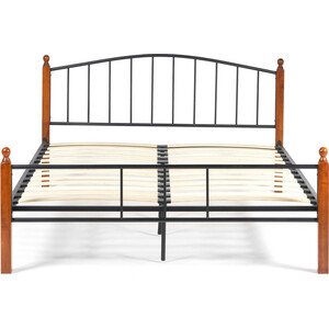 Кровать TetChair AT-915 wood slat base дерево гевея/металл 160x200 (Queen bed), красный дуб/черный AT-915 wood slat base дерево гевея/металл 160x200 (Queen bed), красный дуб/черный - фото 2