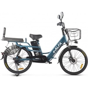 Велогибрид GREEN CITY e-ALFA LUX Сине-серый матовый-2400