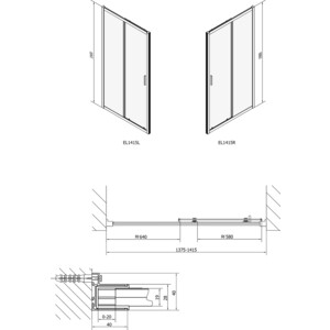 Душевая дверь Polysan Easy Line 120x190 прозрачная, хром (EL1215)