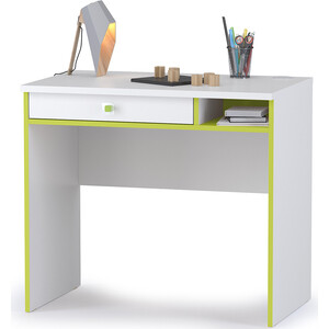 фото Письменный стол моби альфа 12.41 лайм зеленый/белый премиум универсальная сборка