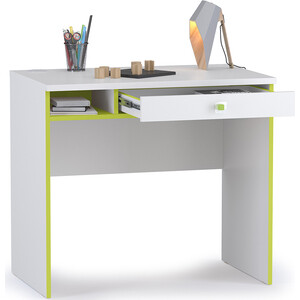фото Письменный стол моби альфа 12.41 лайм зеленый/белый премиум универсальная сборка