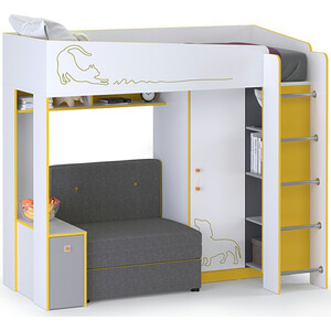 Моби Альфа кровать-чердак с диванным блоком солнечный свет 80x190 универсальная сборка кровать чердак капризун р432 1 белый