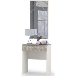 Стол туалетный Моби Амели 12.48 + зеркало шелковый камень/бетон чикаго беж шкаф комбинированный моби амели 08 49 шелковый камень универсальная сборка
