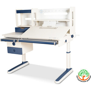 фото Детский стол mealux oxford max bl bd-930 max bl столешница белая (дерево)/накладки на ножках синие