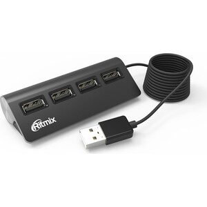 USB-разветвитель Ritmix CR-2400 black разветвитель для компьютера ritmix cr 2406