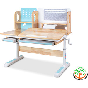 фото Детский стол mealux winnipeg wood bd-640 wood bl столешница дерево/ножки белые с голубым