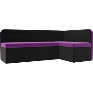 Кухонный угловой диван АртМебель Форест микровельвет фиолетовый черный правый угол кухонный угловой диван мебелико люксор микровельвет черно фиолетовый угол правый