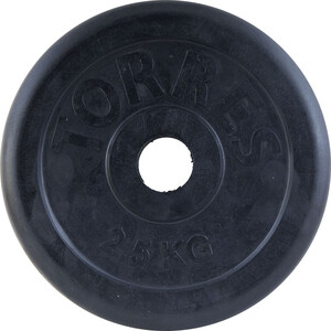 фото Диск обрезиненный torres 2, 5 кг pl50632, d.31 мм, металл в резиновой оболочке, черный