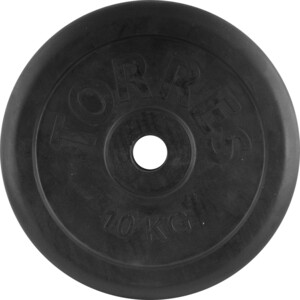 фото Диск обрезиненный torres 10 кг pl506510, d.31 мм, металл в рез. оболочке, черный