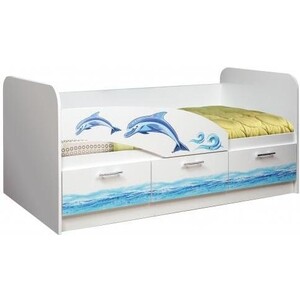 фото Кровать одинарная олмеко 06.222 160 дельфин белый/белый/двпо: белый