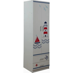 Шкаф для одежды ОЛМЕКО Лего-3 кораблик/белый