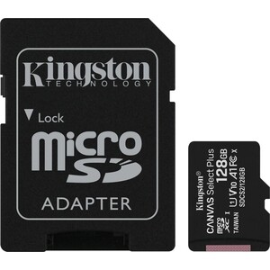 Карта памяти Kingston microSDXC 128Gb Canvas Select Plus (class 10/UHS-I/U1/100MB/s/SD- адаптер)