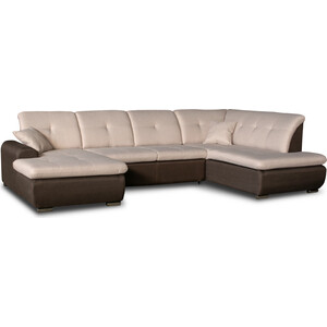 фото Угловой диван-кровать смк 095 1пф-2д-у1пф (правый угол) 709 бежево-темно-коричневый