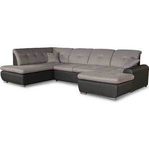фото Угловой диван-кровать смк 095 у1пф-2д-1пф (левый угол) 720 светло-серый