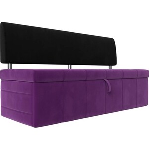 Кухонный прямой диван АртМебель Стоун микровельвет фиолетовый/черный кухонный прямой диван артмебель кармен люкс микровельвет фиолетовый