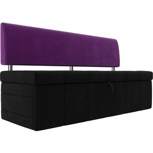 Кухонный прямой диван АртМебель Стоун микровельвет черный/фиолетовый