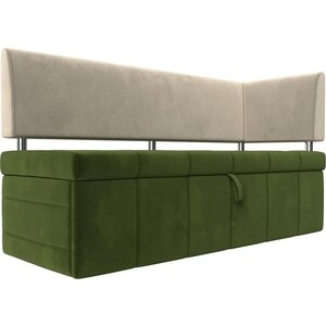 Кухонный угловой диван АртМебель Стоун микровельвет зеленый/бежевый правый угол диван угловой мебелико венеция микровельвет зеленый правый