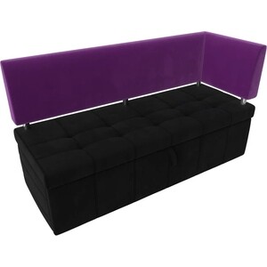 Кухонный угловой диван АртМебель Стоун микровельвет черный/фиолетовый правый угол