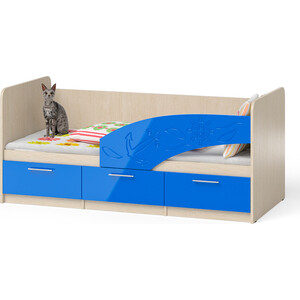 Кровать детская СВК Капитан 1,8П 80х180 правая, дуб атланта/синий глянец (1021685)