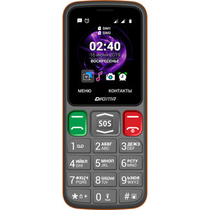 Мобильный телефон Digma Linx S240 серый-оранжевый (32Mb/2Sim/2.44''/TN 240x320/0.08Mpix)
