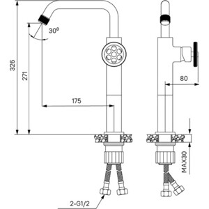 Смеситель для раковины IDDIS Grange высокий, с донным клапаном, черный (GRABLR1i01, LM8500BL)