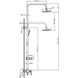 фото Душевой уголок ambassador walk-in 120х100-70 с душевой системой lemark, с рисунком, черный (15031215, lm7002bl)