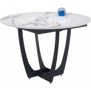 фото Стеклянный стол woodville венера белый мрамор/графит