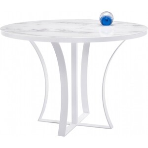 фото Стеклянный стол woodville нейтон белый мрамор/белый