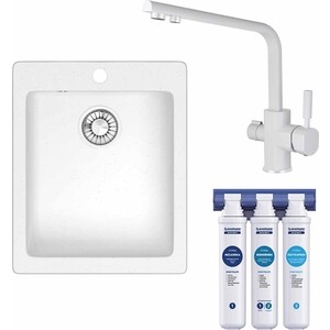 

Кухонная мойка и смеситель Glanz J-008-31 с фильтром Барьер Эксперт, белая, матовая, с сифоном (J-008-31, 40144-10-BWT), J-008-31 с фильтром Барьер Эксперт, белая, матовая, с сифоном (J-008-31, 40144-10-BWT)