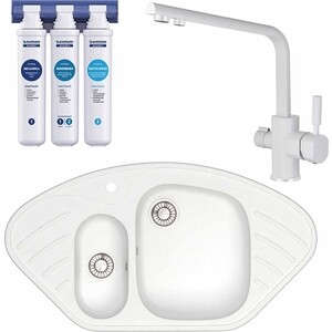

Кухонная мойка и смеситель Glanz J-023-31 с фильтром Барьер Эксперт, белая, матовая, с сифоном (J-023-31, 40144-10-BWT), J-023-31 с фильтром Барьер Эксперт, белая, матовая, с сифоном (J-023-31, 40144-10-BWT)