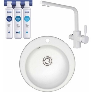 

Кухонная мойка и смеситель Glanz J-030-31 с фильтром Барьер Эксперт, белая, матовая, с сифоном (J-030-31, 40144-10-BWT), J-030-31 с фильтром Барьер Эксперт, белая, матовая, с сифоном (J-030-31, 40144-10-BWT)