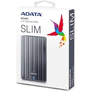 фото Внешний жесткий диск adata 1tb hc660, 2,5'' , usb 3.1, ultra slim, титан