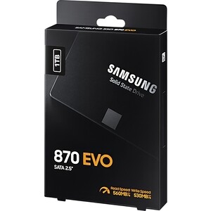 SSD накопитель Samsung 1TB 870 EVO, V-NAND, 2.5'', SATA III, [R/W - 560/530 MB/s] твердотельный накопитель ssd m 2 120 gb amd r5m120g8 read 560mb s write 530mb s 3d nand tlc